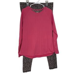 Cuddl Duds ClimaRight Outfit Women’s size XL Pink Shirt Animal Print Leggings